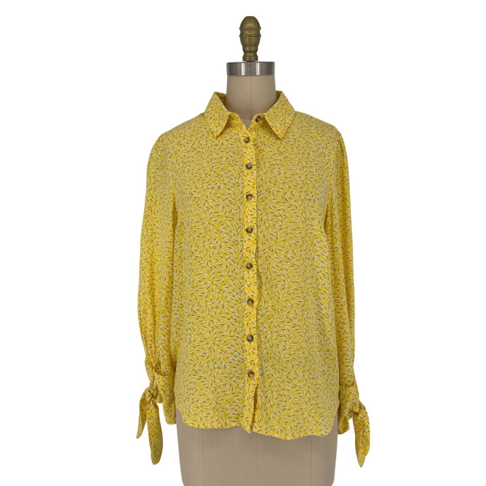 Anthropologie Maeve Blithe Button-Down Top size 4 Bow Detail Sleeve - Picture 5 of 11